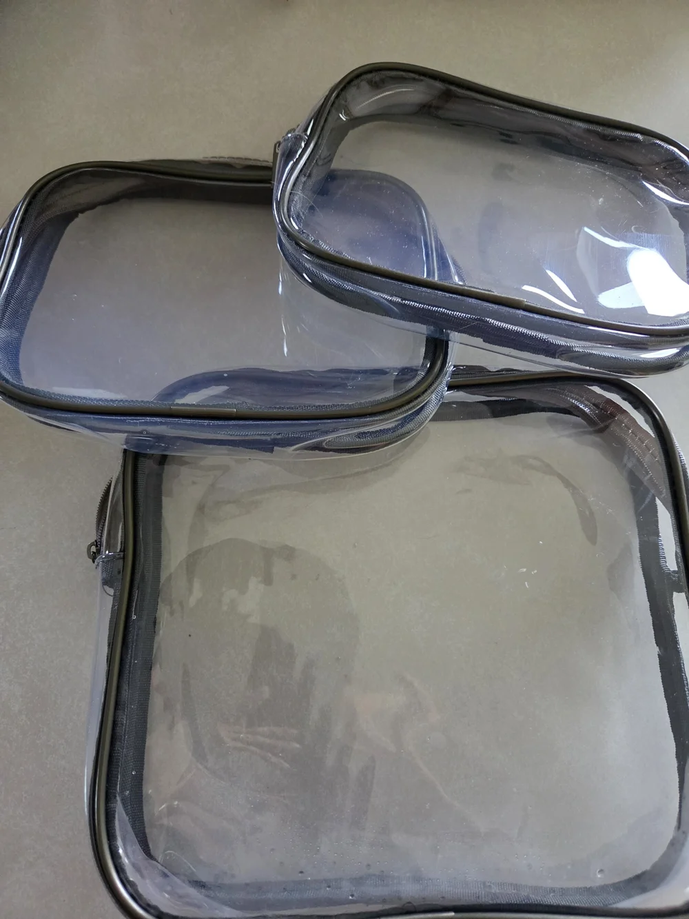 Clear Travel Electronics Pouch with Black Trim - 3-Pack